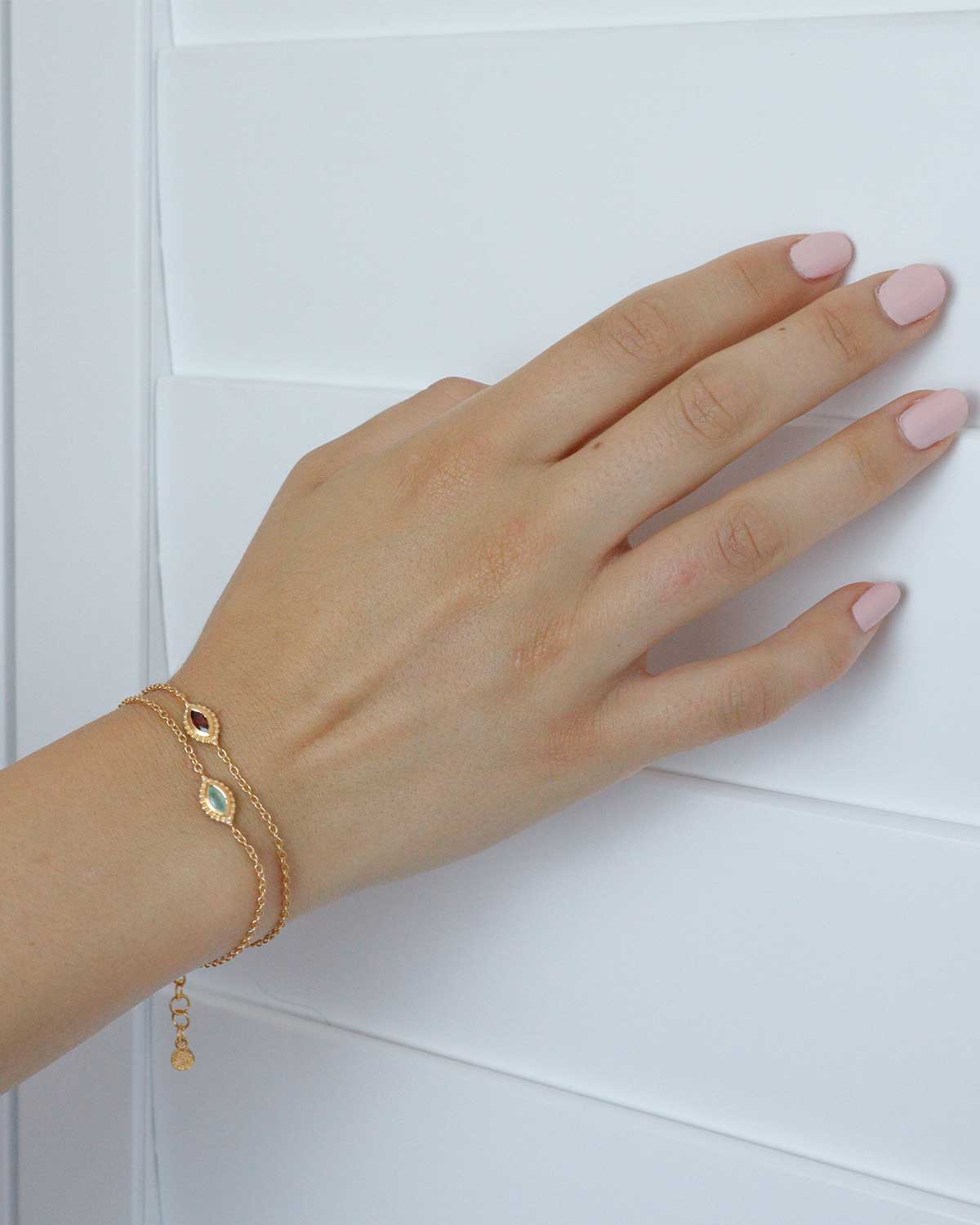 Compact Diminutive Gemstone Gold Bracelet - Moon London