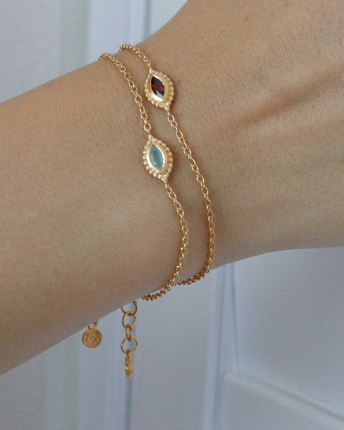 Compact Diminutive Gemstone Gold Bracelet - Moon London