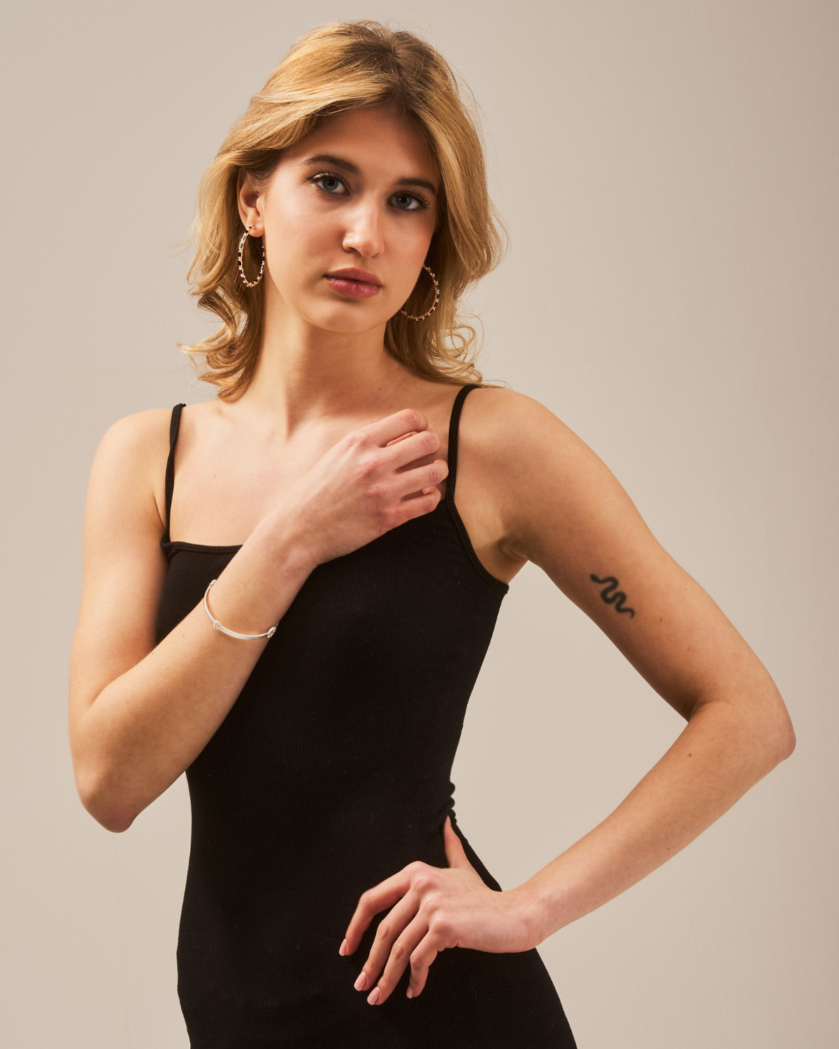 "Epic" Black Spinel Silver Hoops