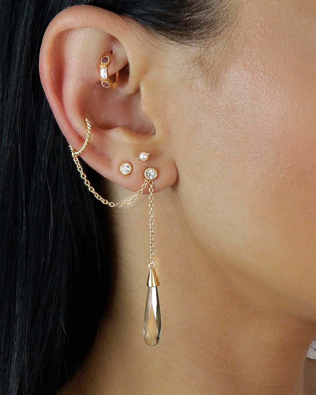 Exceptional Green Amethyst Gold Earrings - Moon London