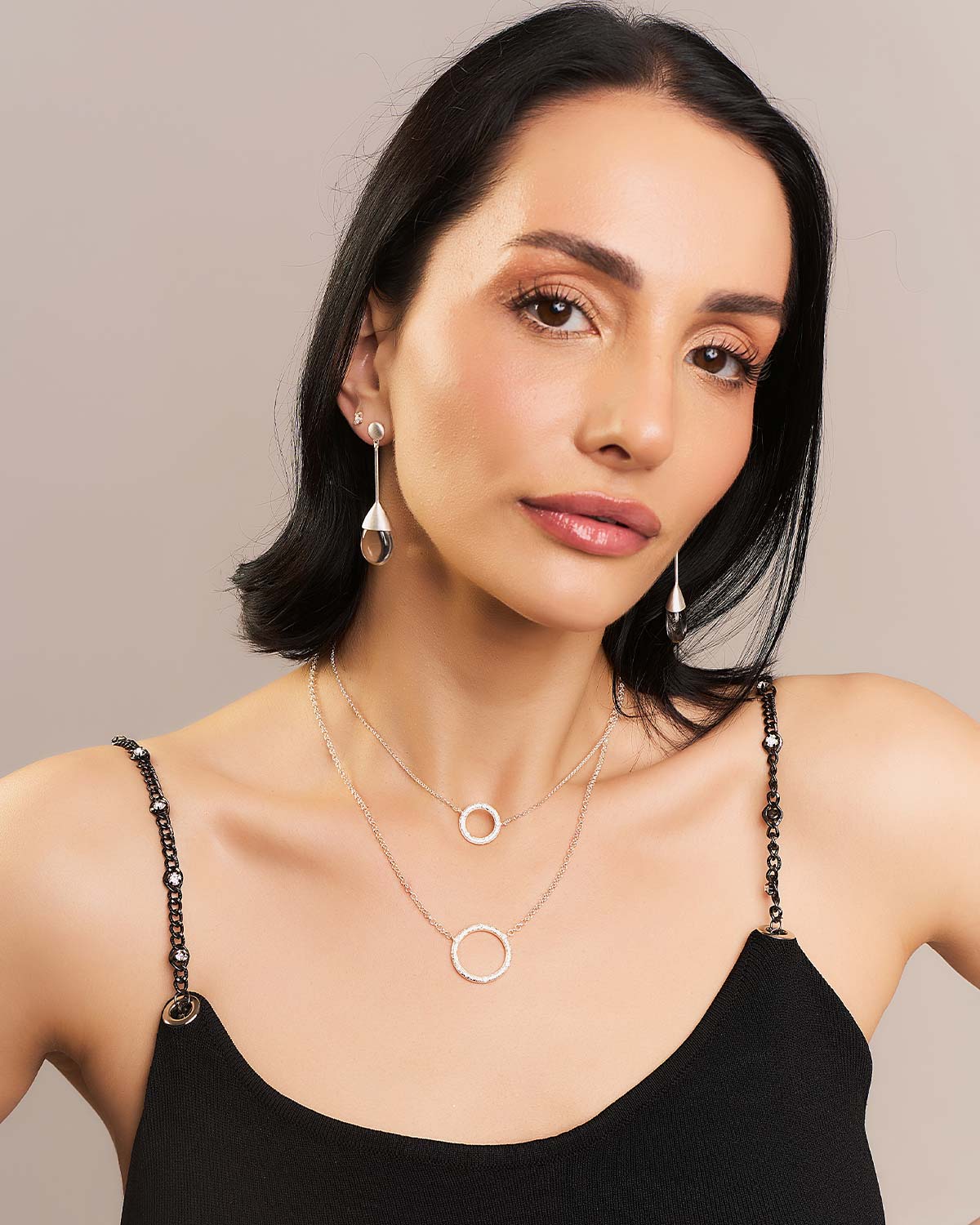 "Icy" Neutral Crystals Drop Earrings