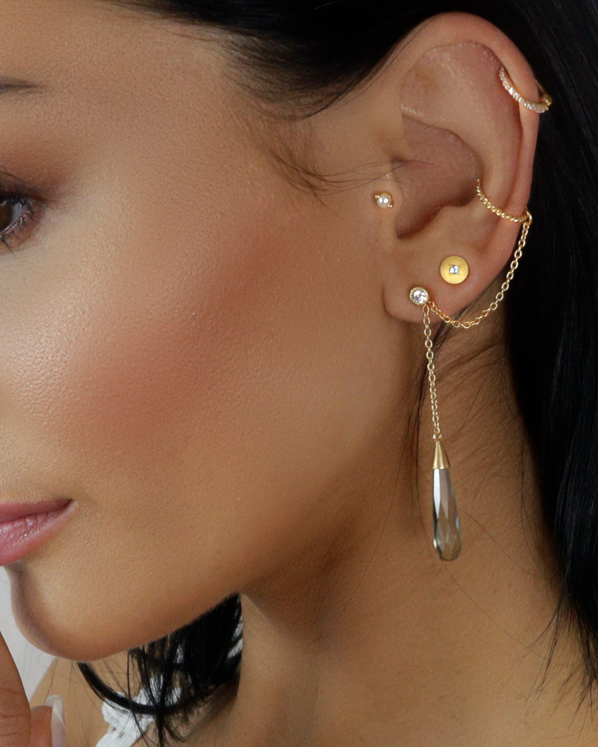 Exceptional Green Amethyst Gold Earrings - Moon London