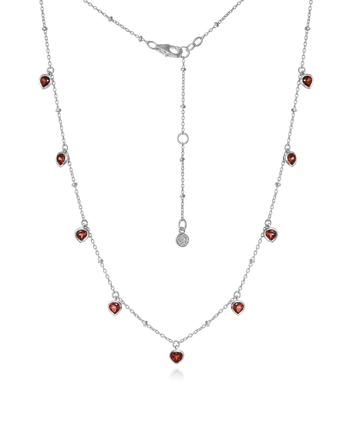 "Mani" Garnet Heart Silver Necklace