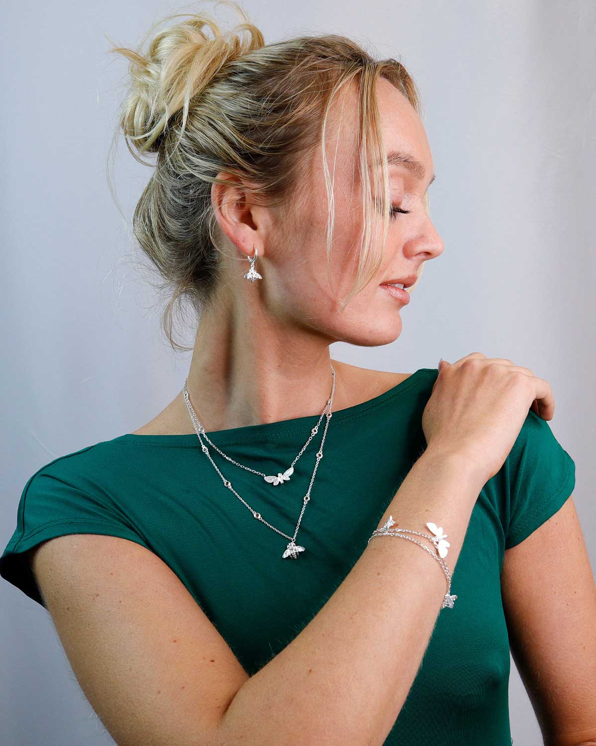 "Joy" Butterfly Gemstone Silver Necklace