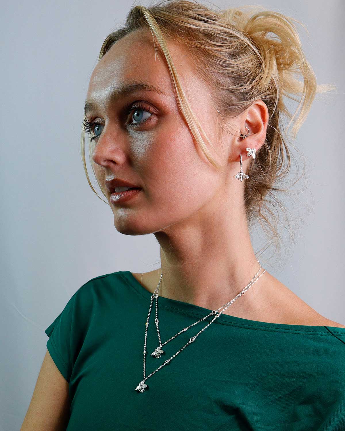 "Wisdom" Bee Gemstone Silver Necklace