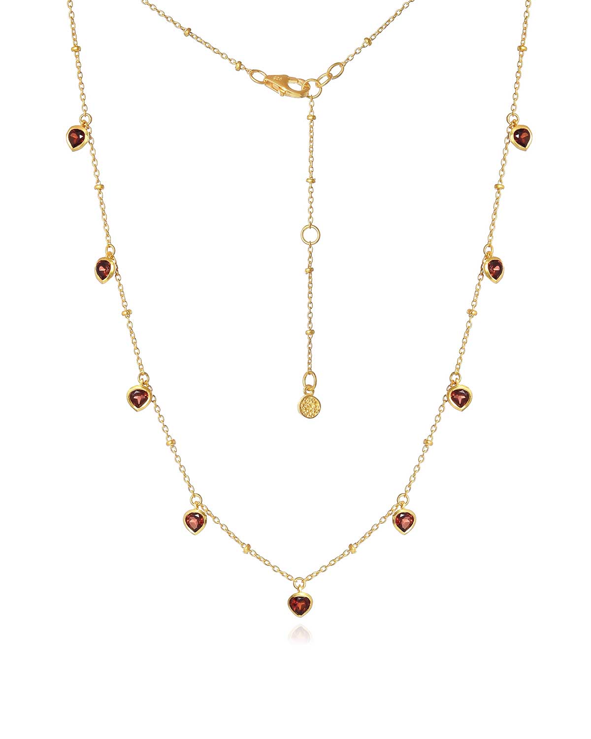 "Mani" Garnet Heart Gold Necklace