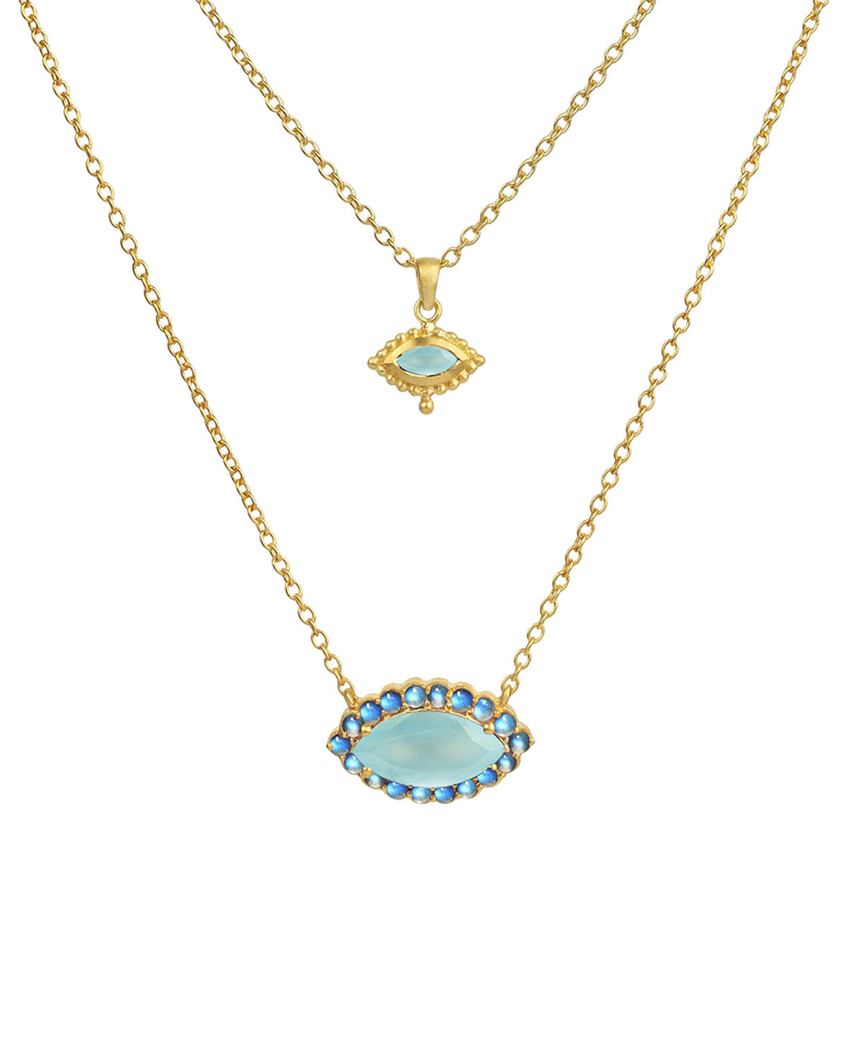 Gorgeous Gemstone Eye Gold Necklace - Moon London