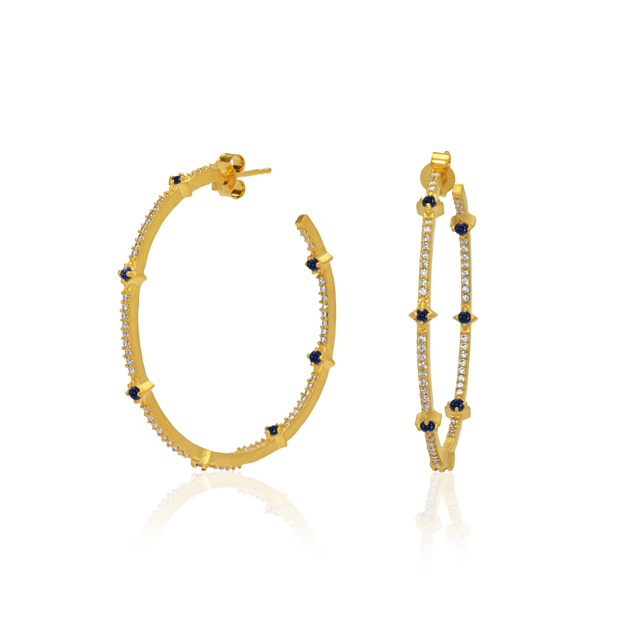 Dazzling Two Colours Gold Hoops - Moon London