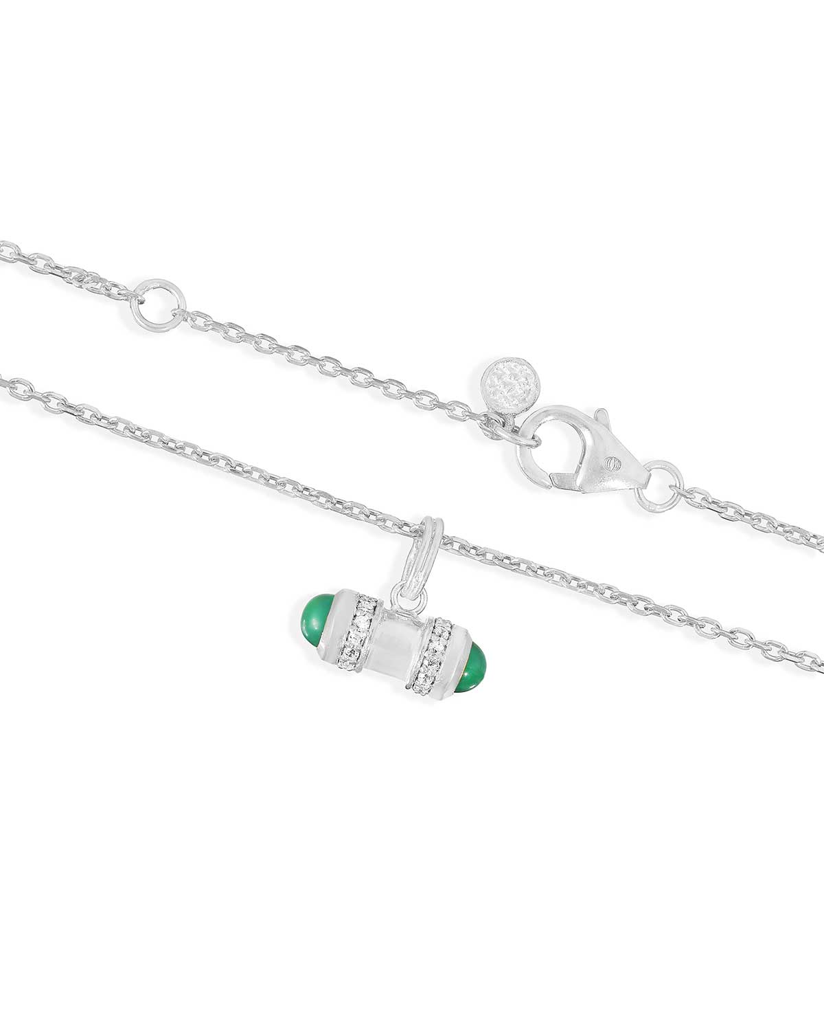 "Green Onyx" Gemstone Sterling Silver Pendent Necklace
