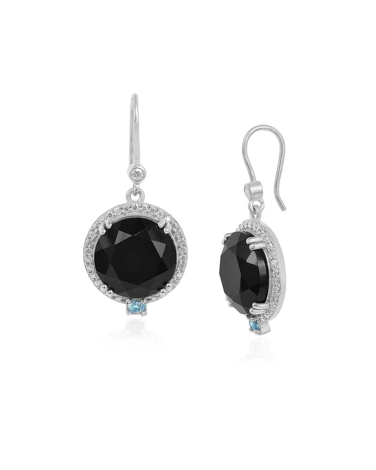 "Goddess" Diamond Black Spinel & Labradorite Earrings