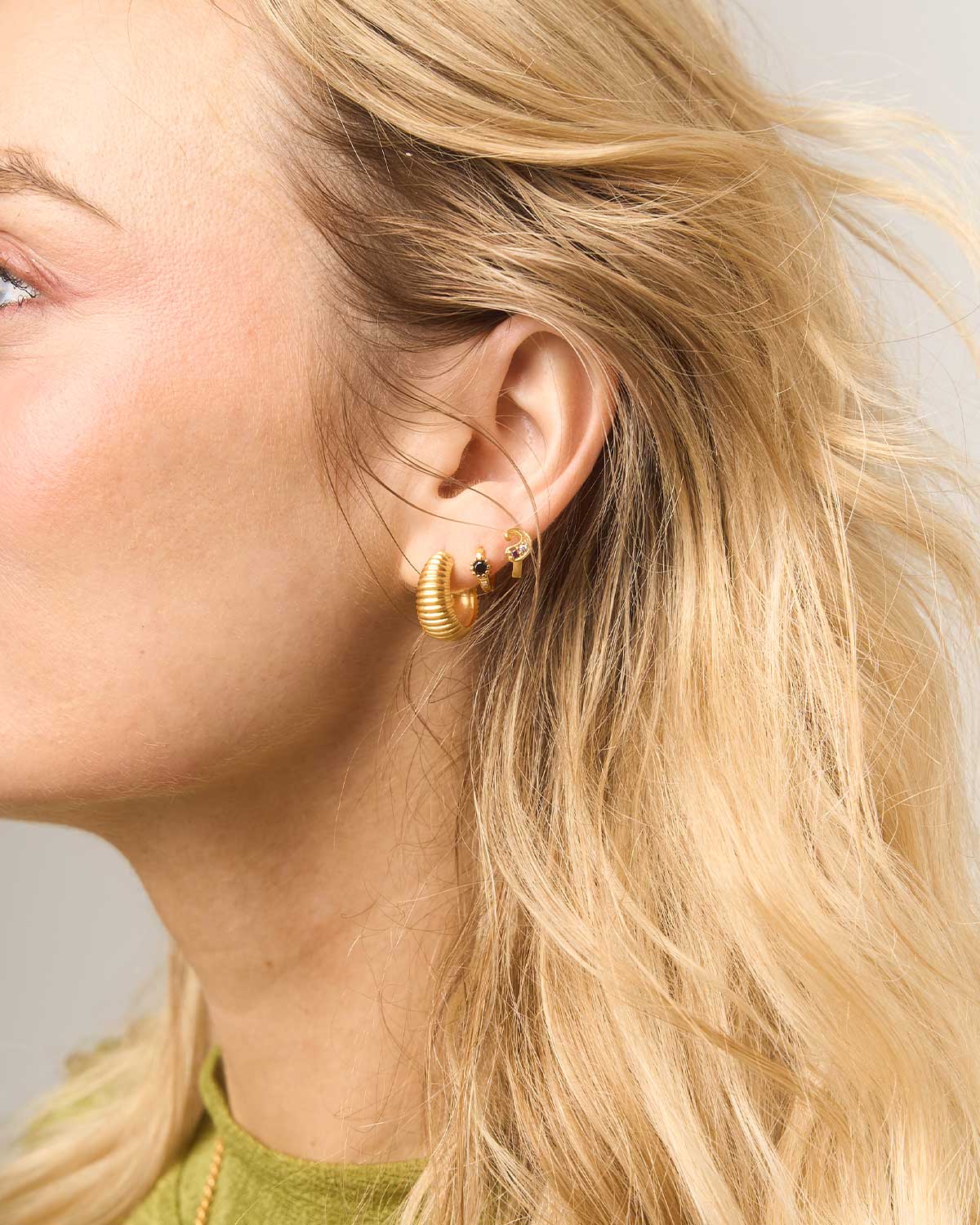 Quirky Mid Size Gold Hoops Earrings