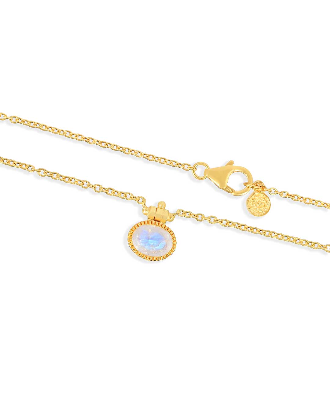 Rainbow Moonstone Gold Vermeil Pendent Necklace