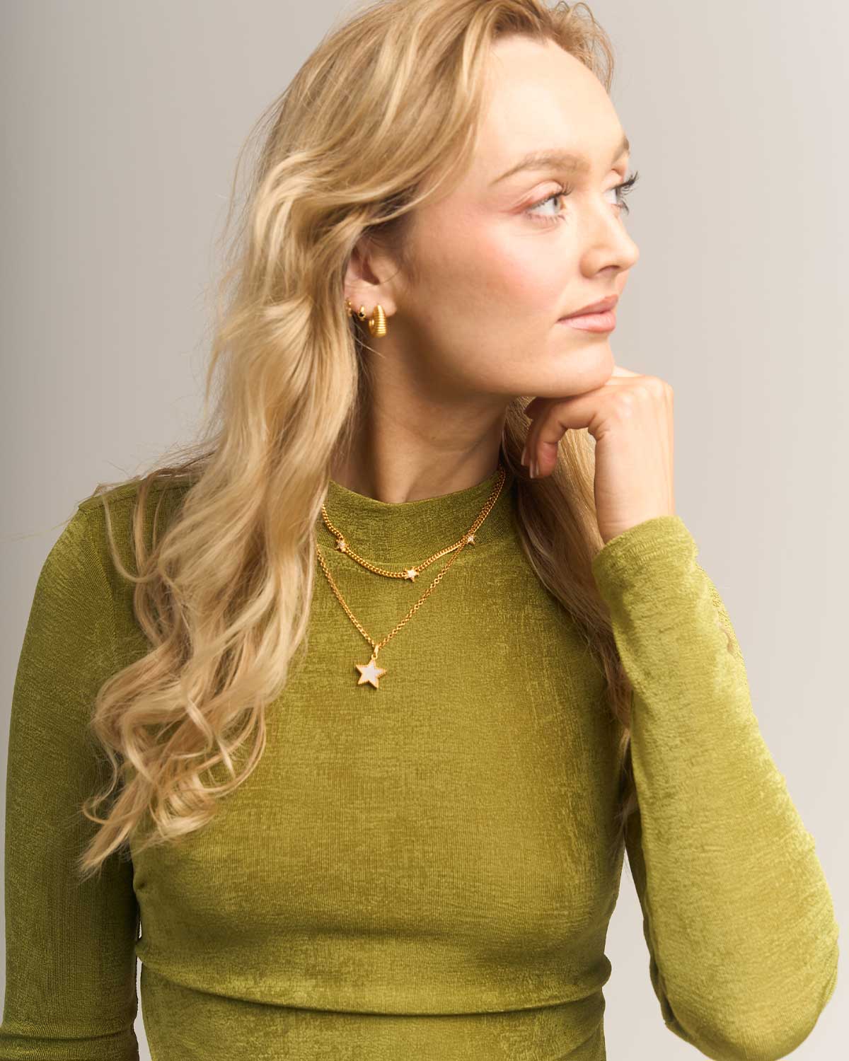 Mother Of Pearl Healing Star Gold Necklace