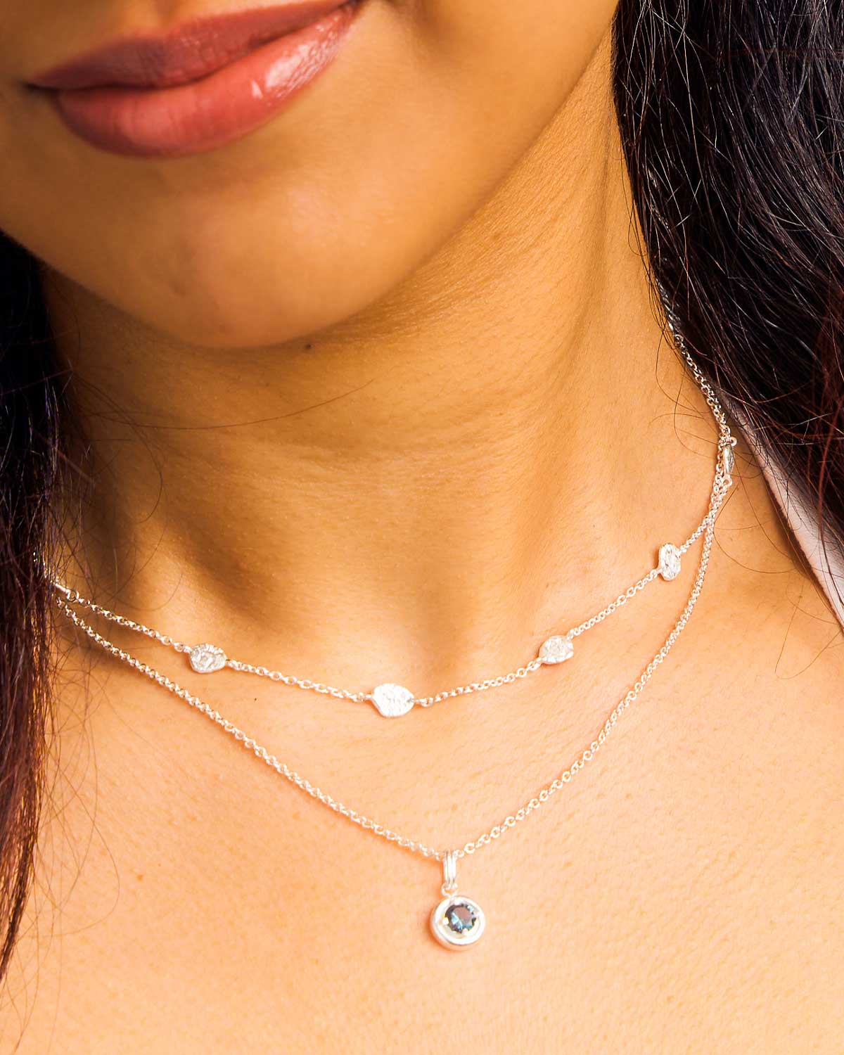 Mini Sterling Silver Disk Adjustable Necklace
