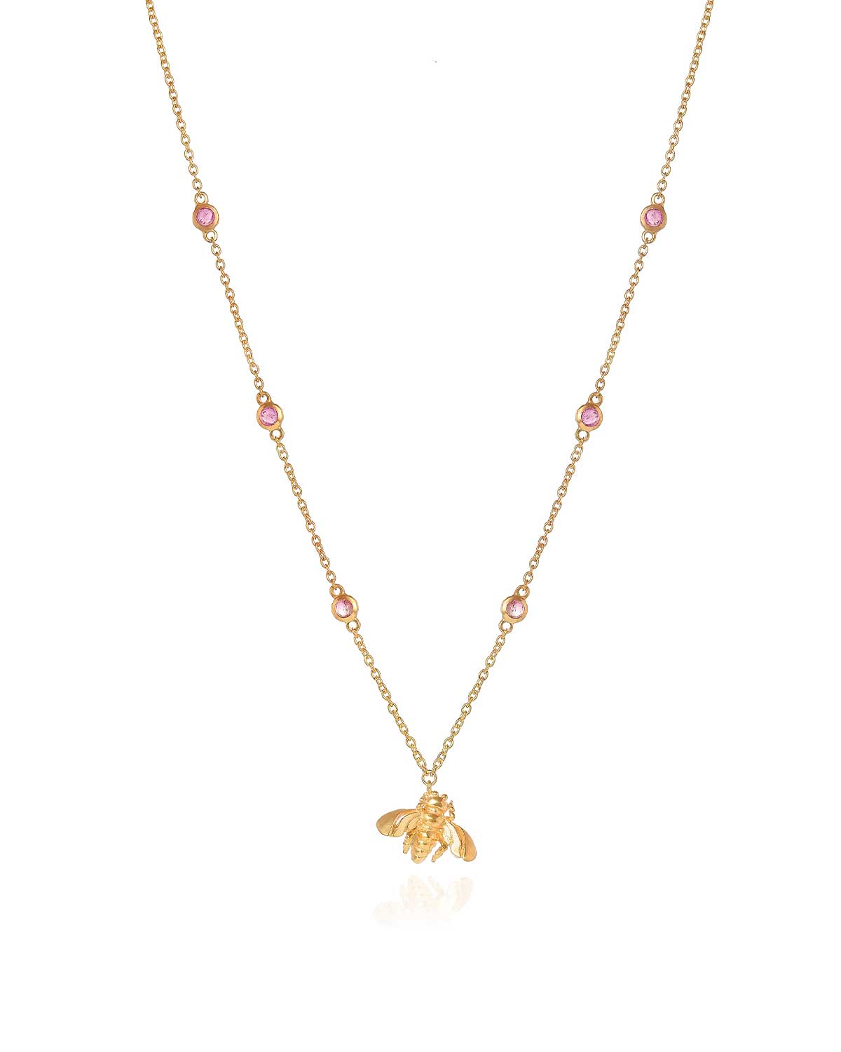 "Wisdom" Bee Gemstone Gold Necklace