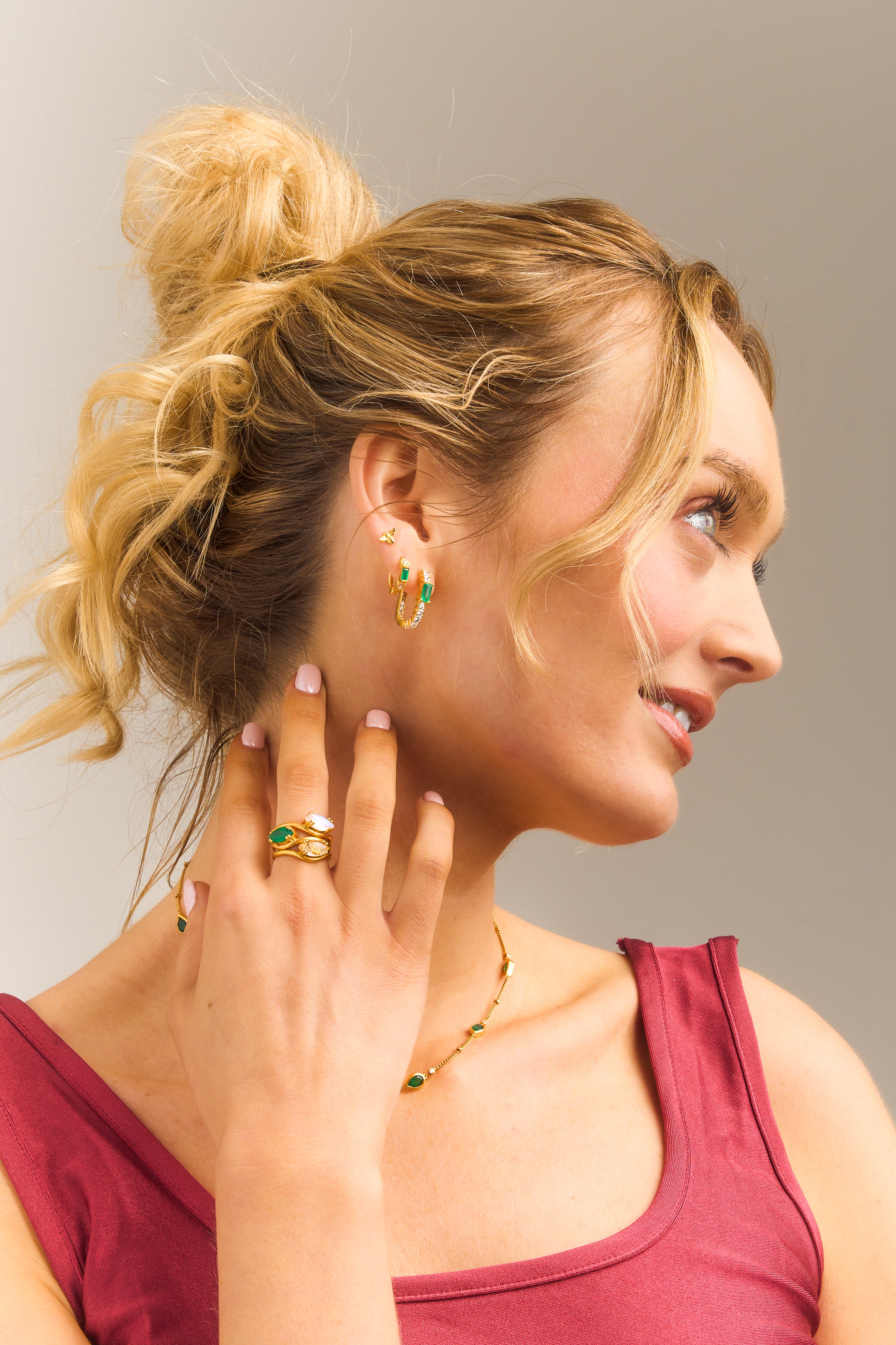 Green Onyx Marquise Gold Vermeil Ring