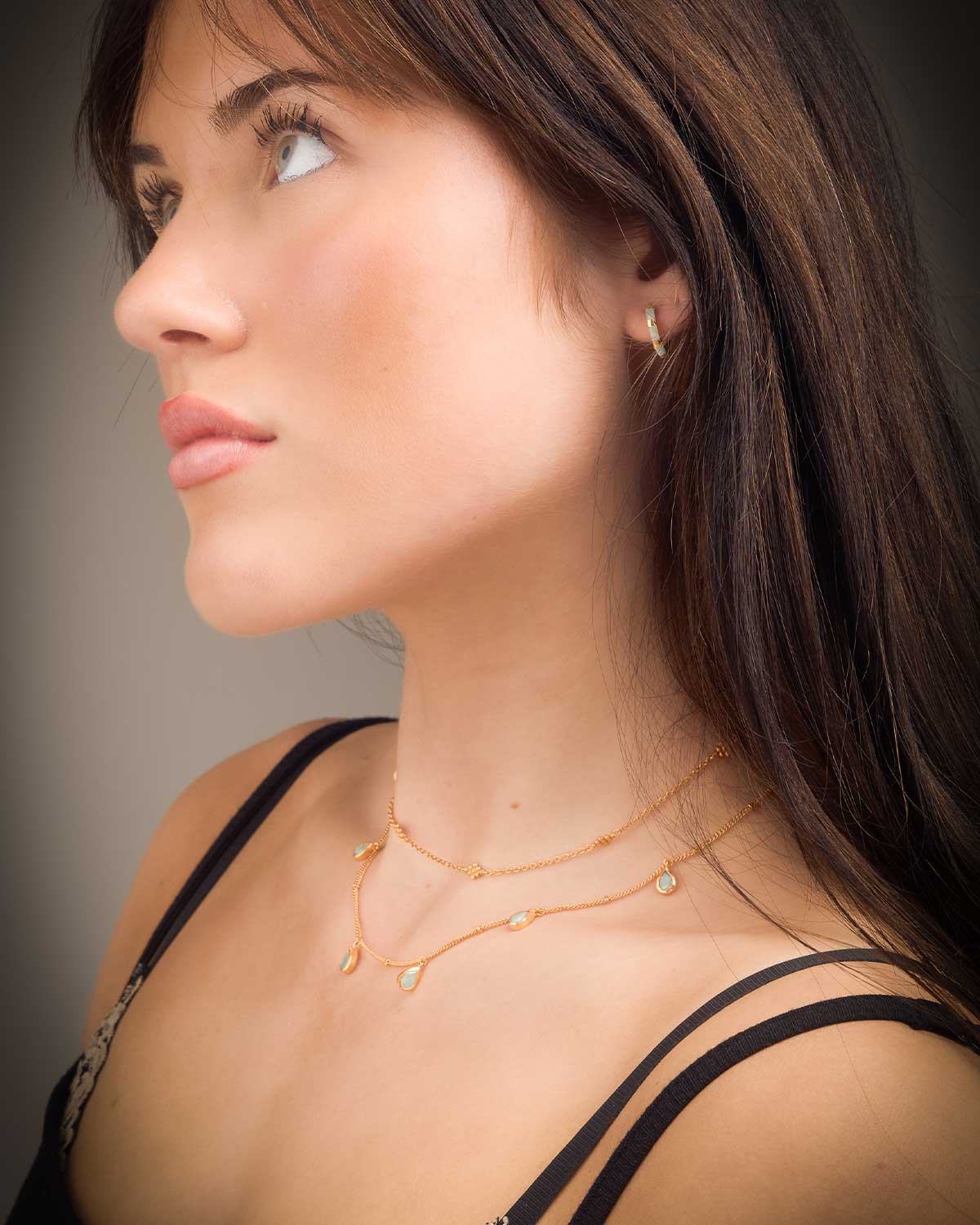 Amazonite Tear Drop Gold Vermeil Necklace