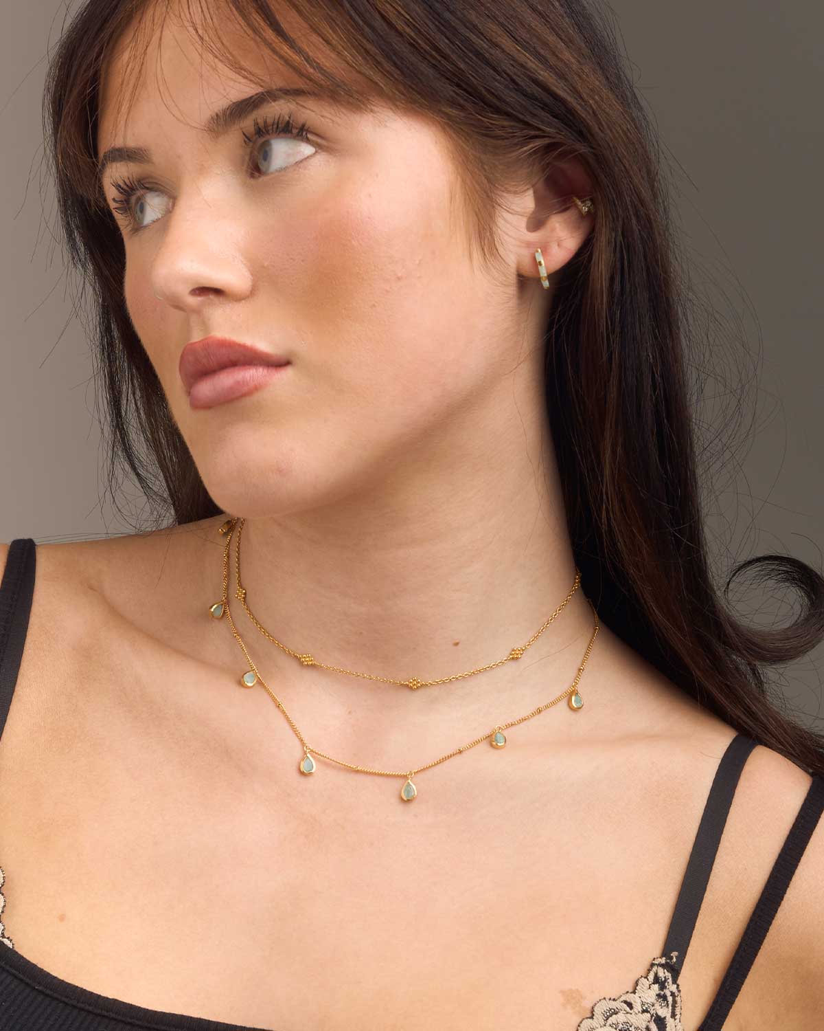 Amazonite Tear Drop Gold Vermeil Necklace