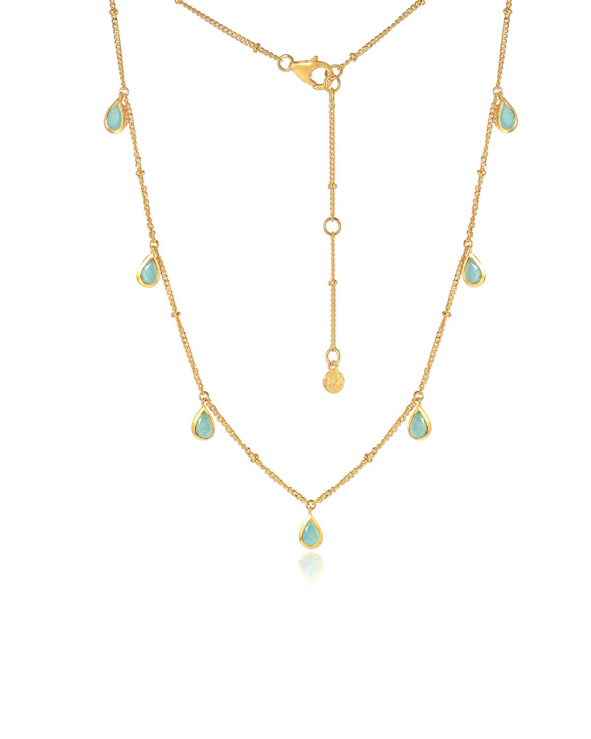 Amazonite Tear Drop Gold Vermeil Necklace