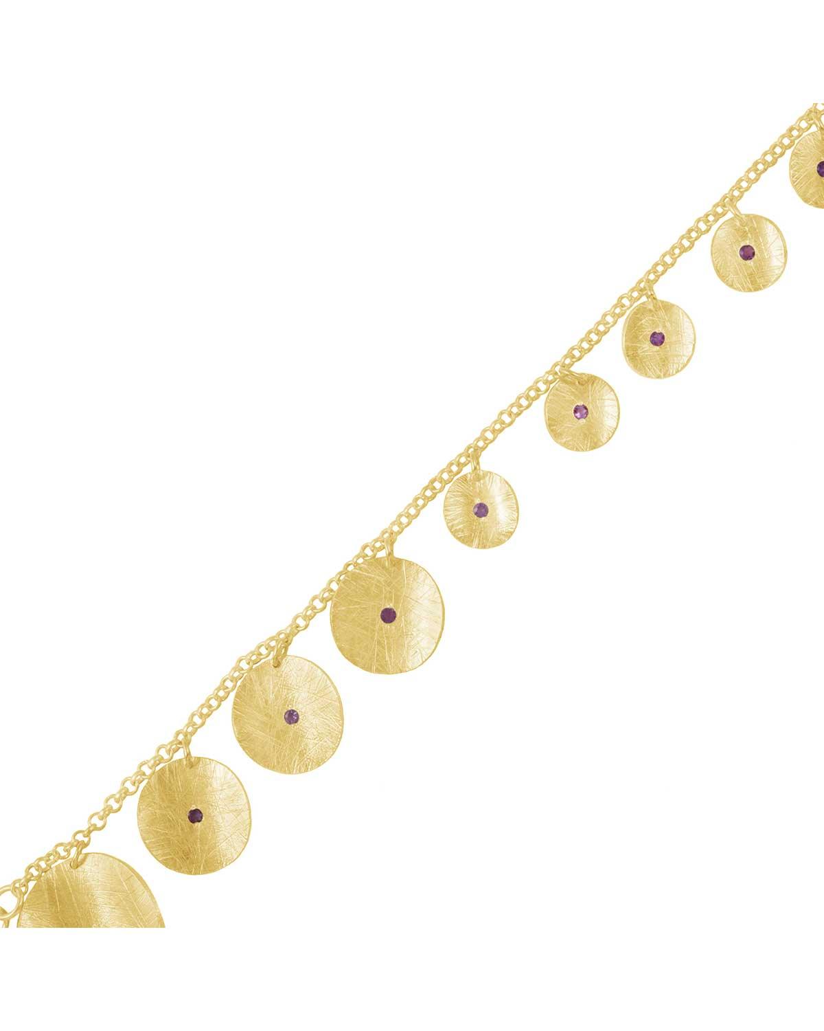 Helena Crystal & Amethyst Gold Bracelet - Moon London