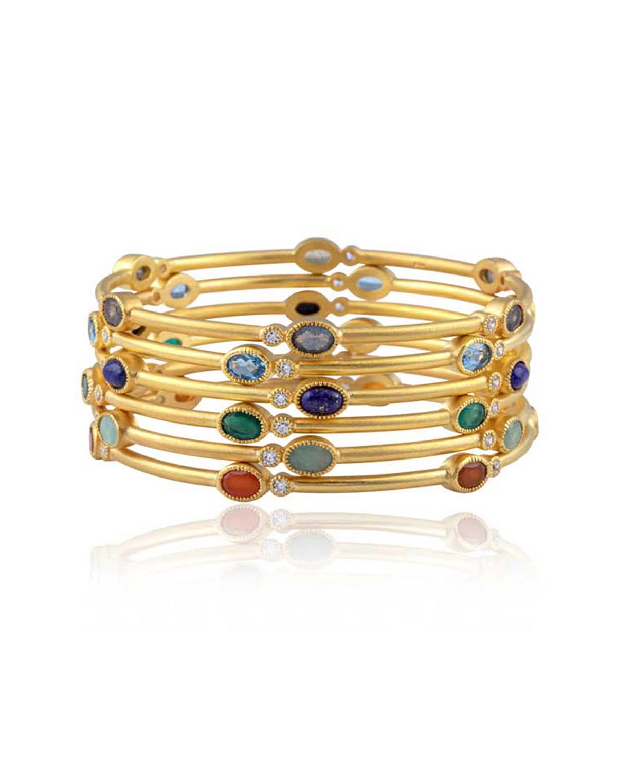 Mix & Match Gemstone Gold Bangles - Moon London