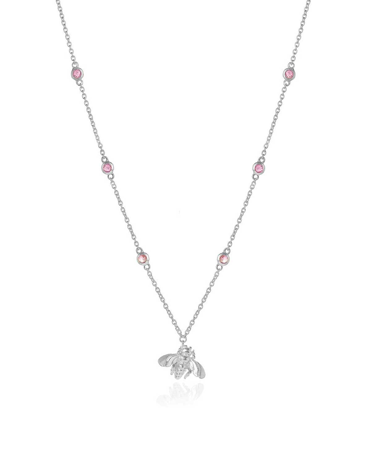 "Wisdom" Bee Gemstone Silver Necklace