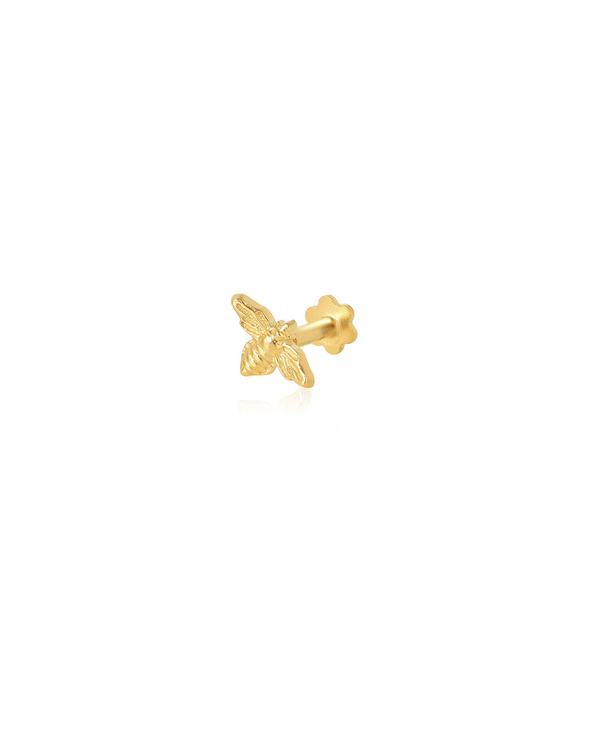 Delicate gold bee stud earrings with a lightweight and comfortable design