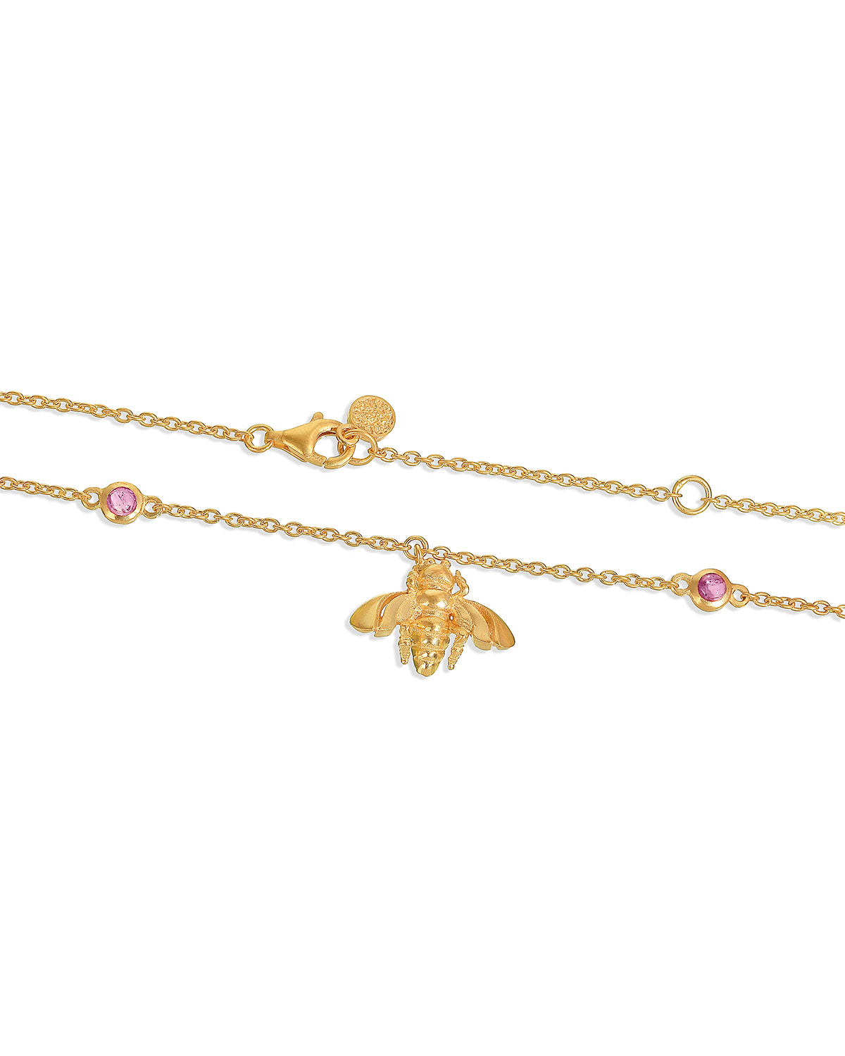 "Wisdom" Bee Gemstone Gold Necklace