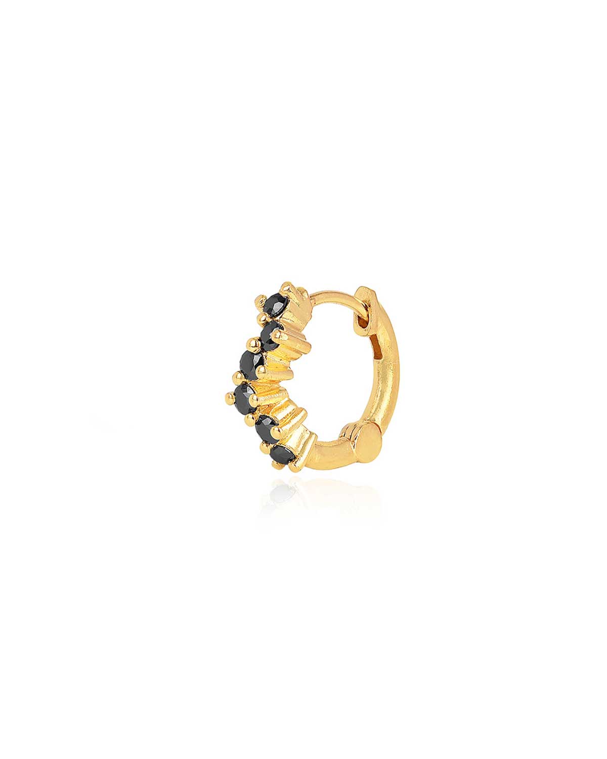 Diamond Cut Black Moissanite Gold Vermeil Mini Hoops