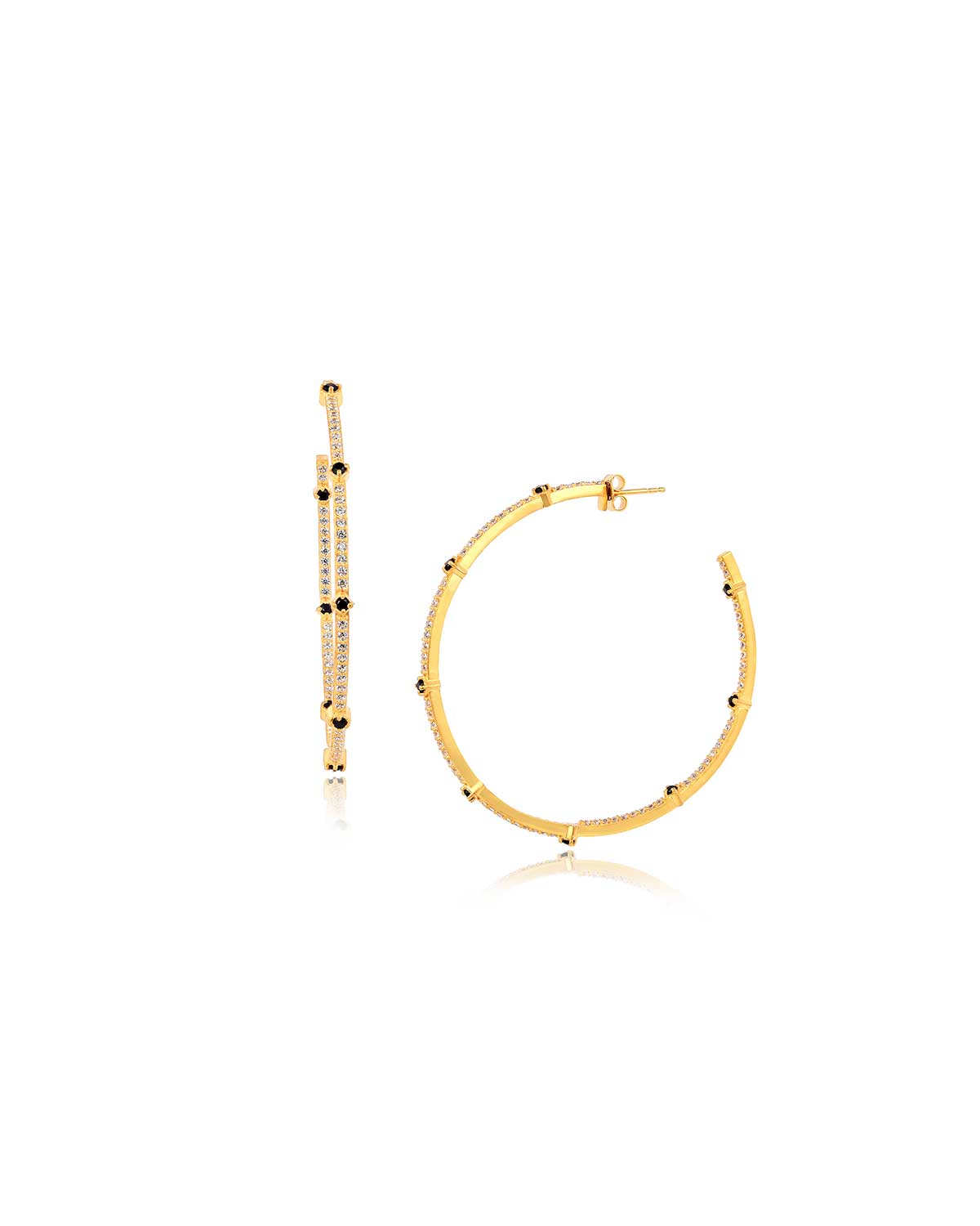 Gold Vermeil Hoops With Black Spinel