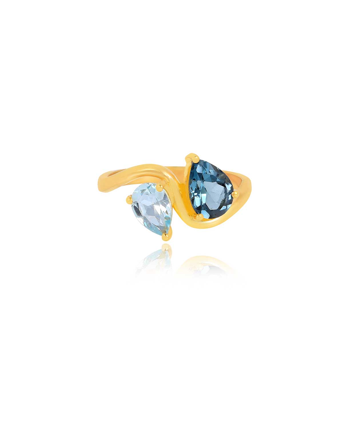 Blue Topaz & Green Onyx Combo Gold Ring