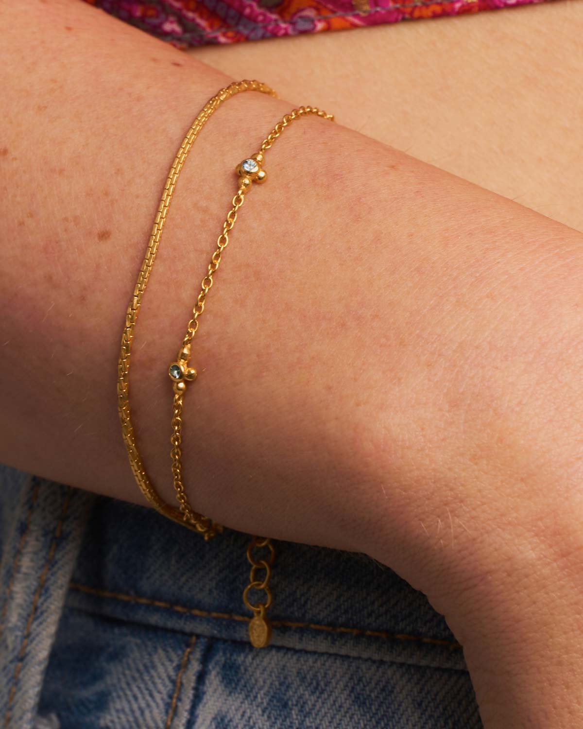 "Mae'' Diamond & blue Topaz Silver Bracelet