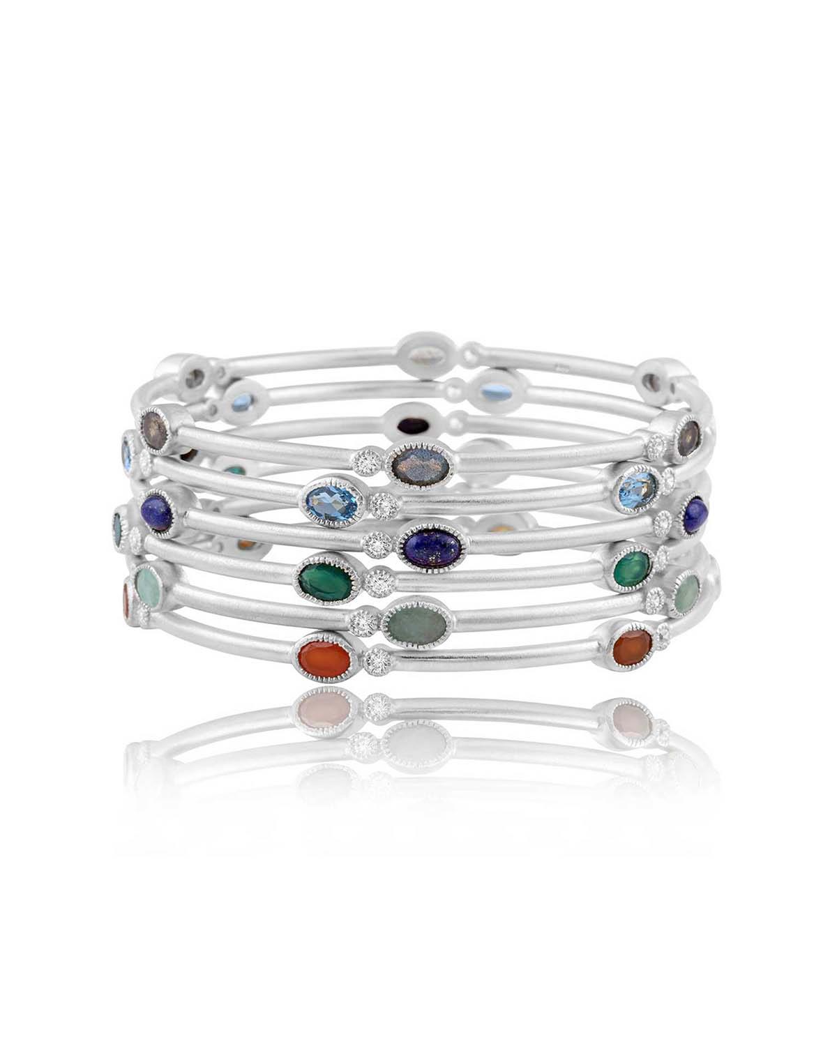 Mix & Match Gemstone Silver Bangles - Moon London