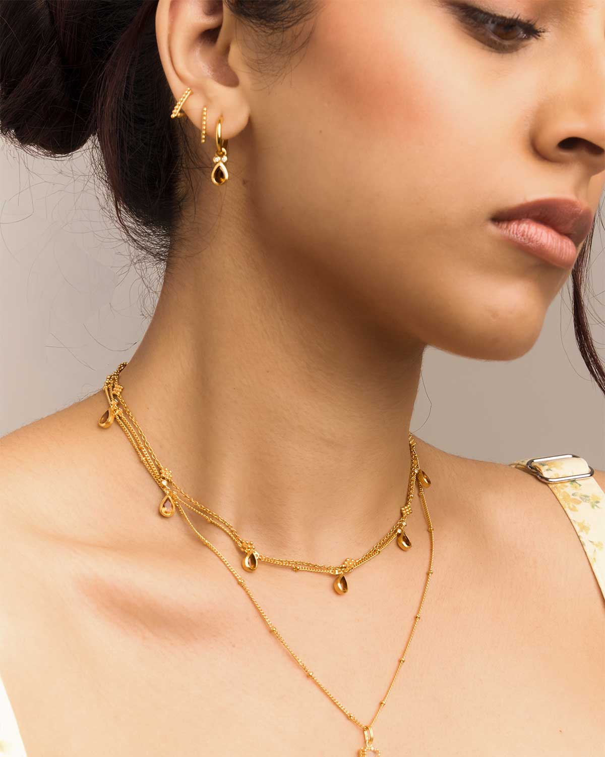 Citrine Gemstone Tear Drop Sterling Silver Necklace
