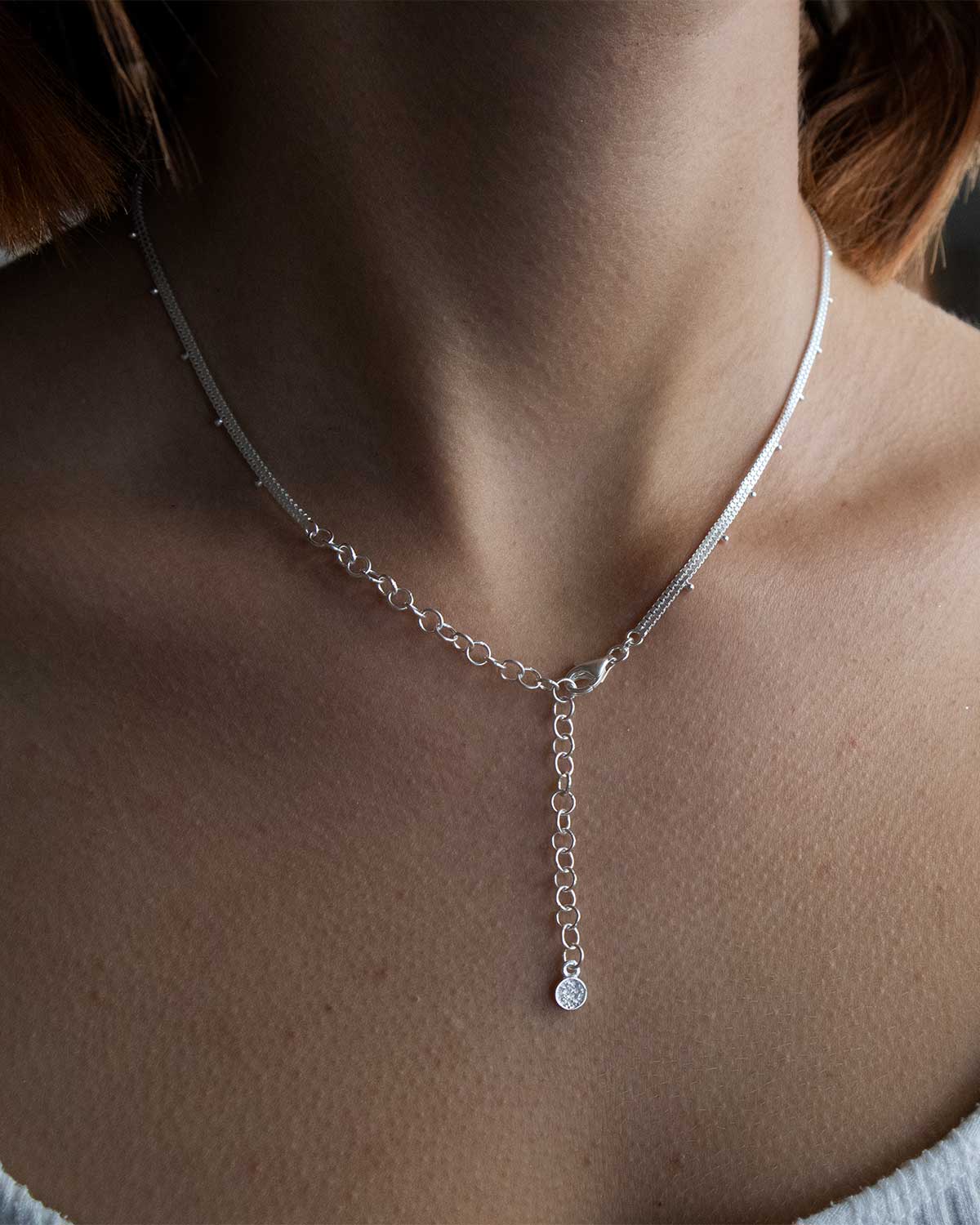 Adjustable sterling silver necklace with extendable chain