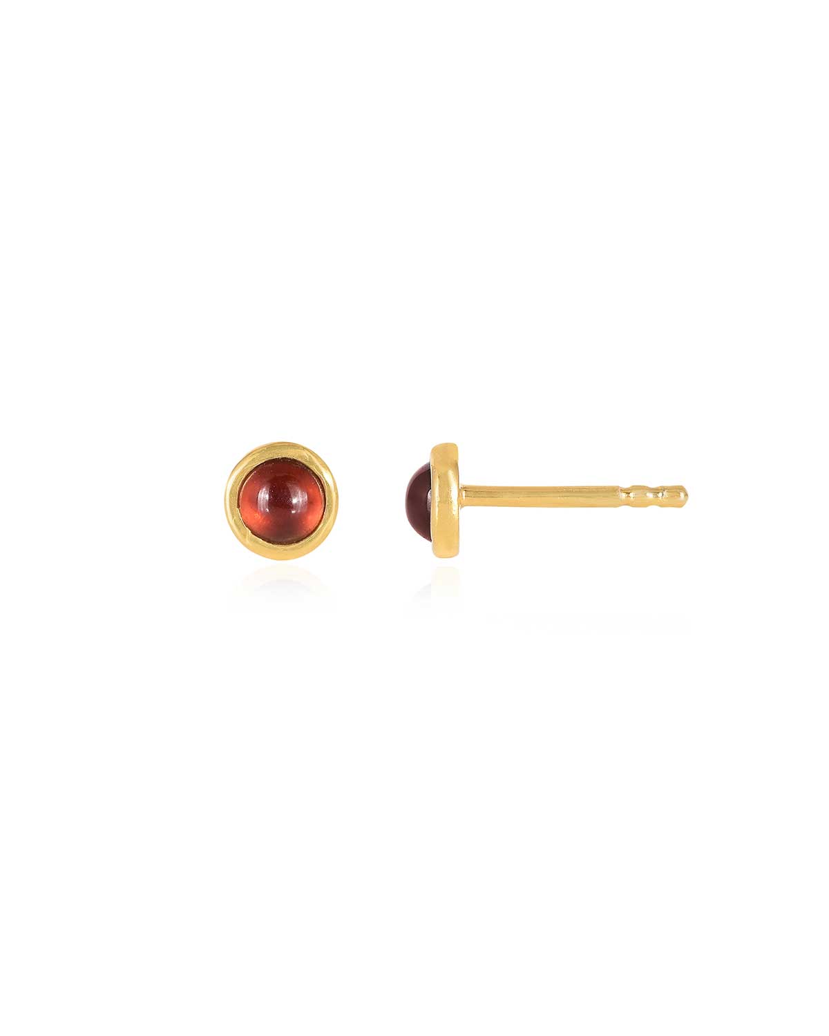 Everyday garnet stud earrings with a simple polished finish