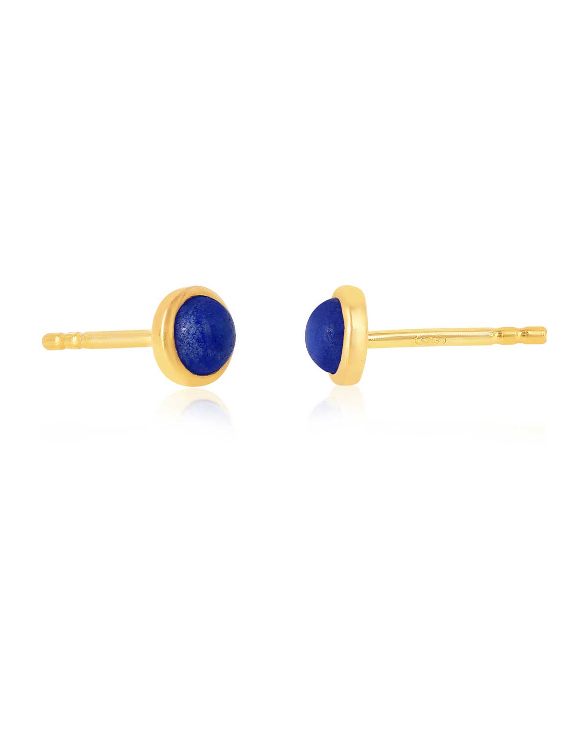 Lapis lazuli gemstone stud earrings believed to enhance wisdom and inner strength