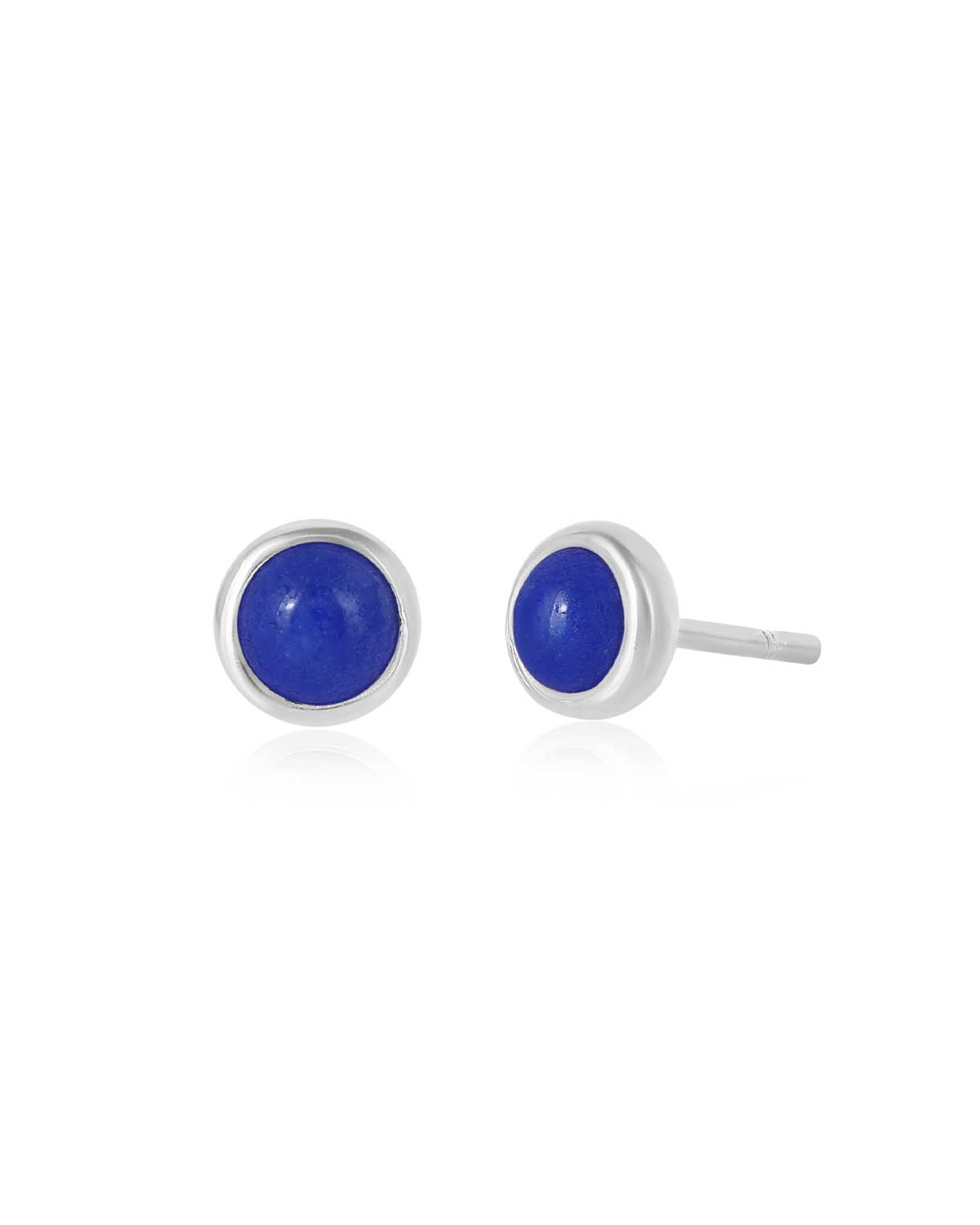Protective lapis lazuli stud earrings with a calming deep blue gemstone