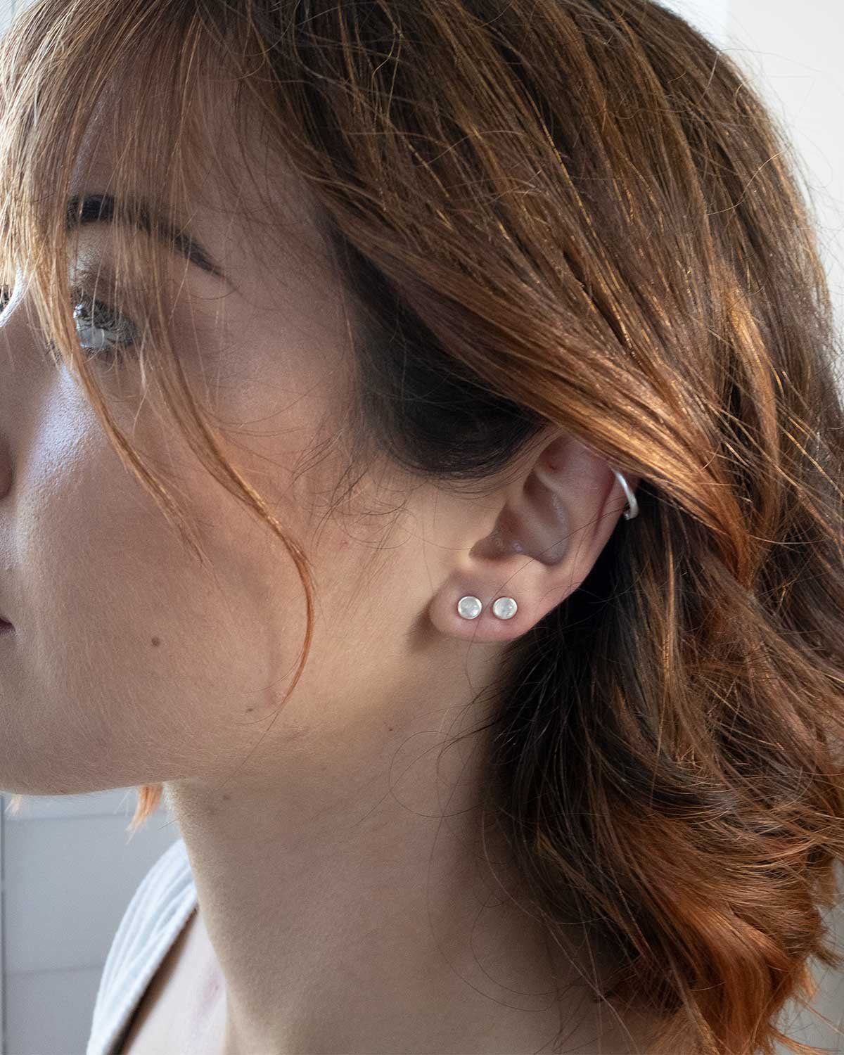 Simple moonstone stud earrings perfect for everyday wear