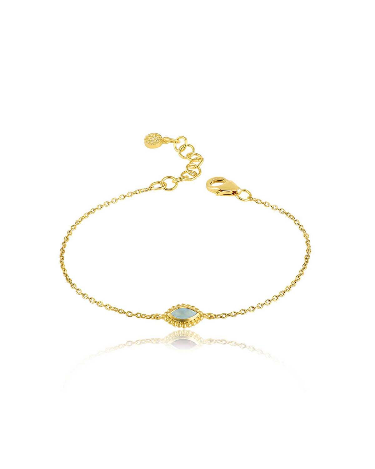 Gold bracelet with eye motif and mixed natural gemstones