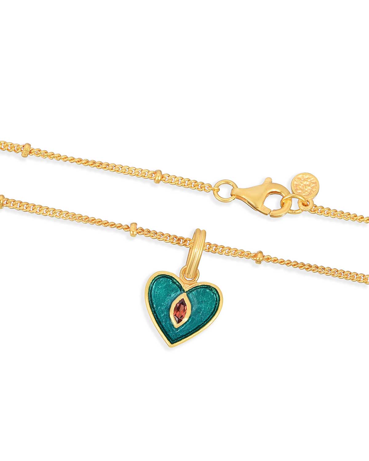"Garnet" Heart Pendent Gold Vermeil Adjustable Necklace
