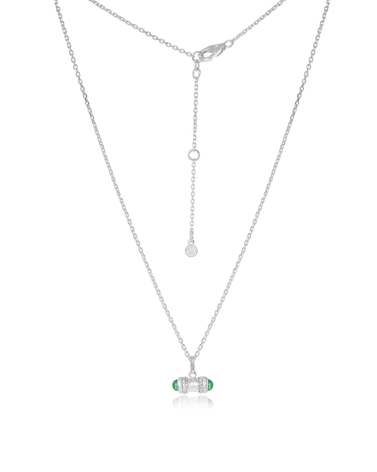 "Green Onyx" Gemstone Sterling Silver Pendent Necklace