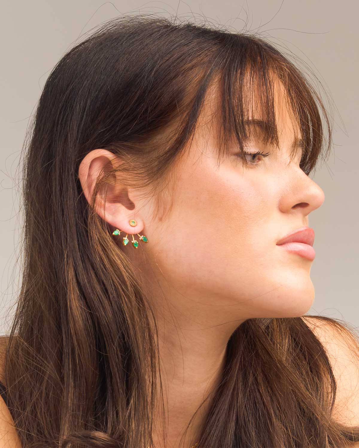 Pear Shape Green Onyx Gold Vermeil Stud Earrings