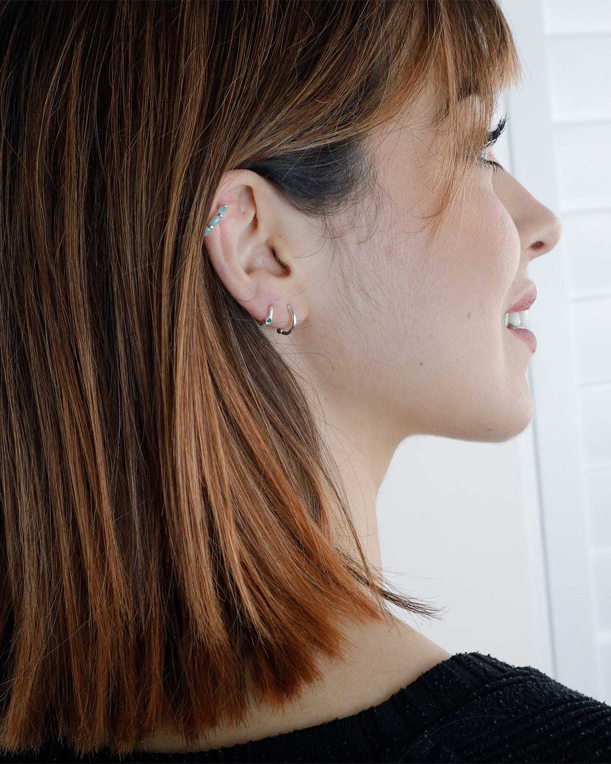 Sophie Emerald Green Huggie Earrings - Moon London