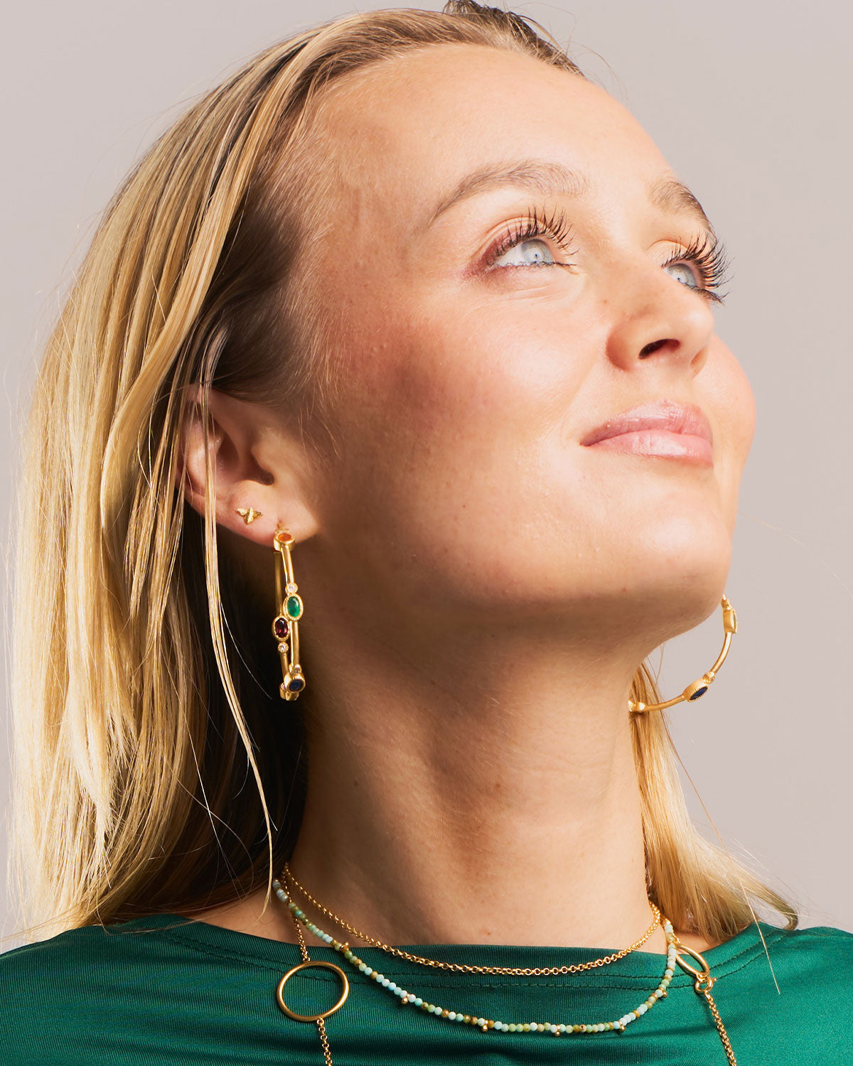 Mix Gemstone Statement Gold Vermeil Hoops