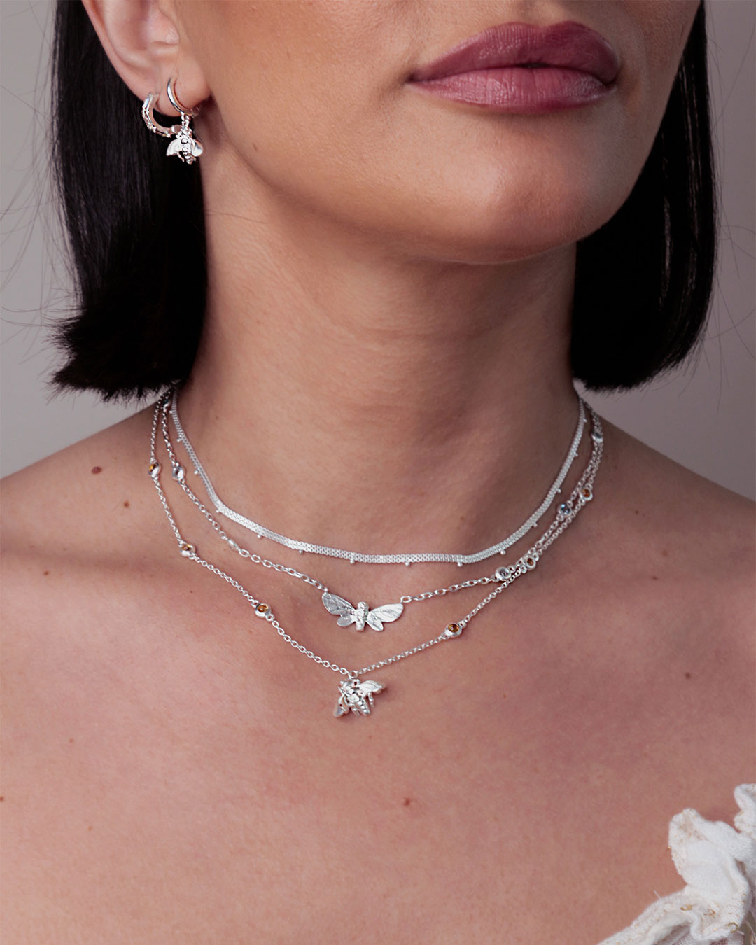 "Joy" Butterfly Gemstone Silver Necklace