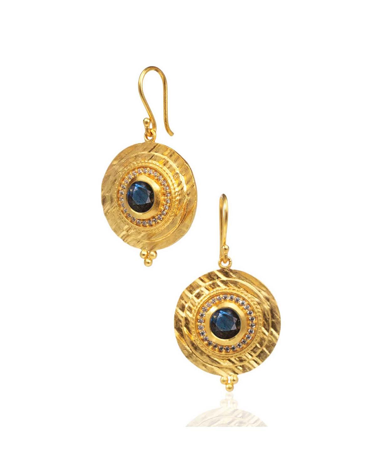 Mesi Aqua Chalcedony Gold Earring - Moon London