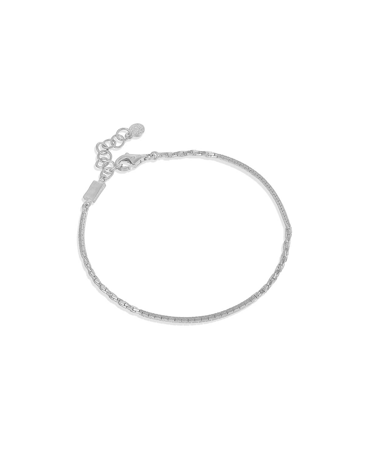 Elegant sterling silver bracelet with two distinct chain patterns and adjustable fit