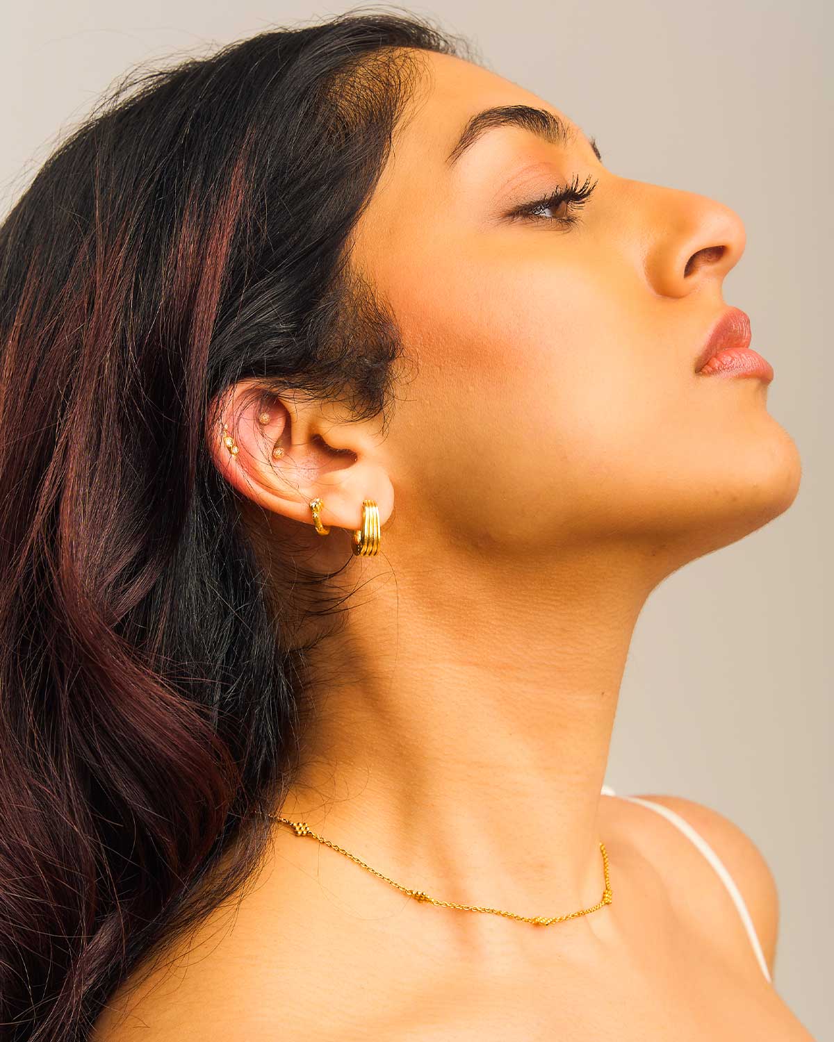 Bold "You" Shape Gold Vermeil Mid Size Hoops