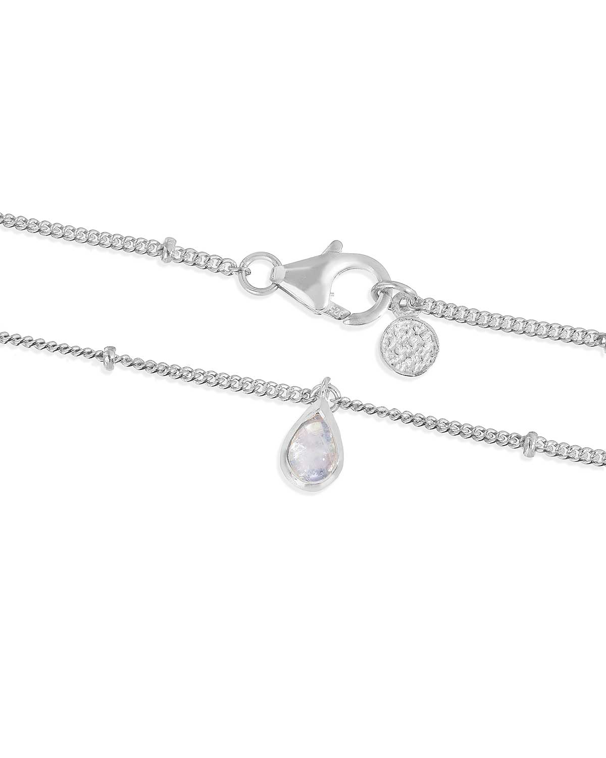 "Rainbow" Natural Moon Stone Adjustable Silver Necklace